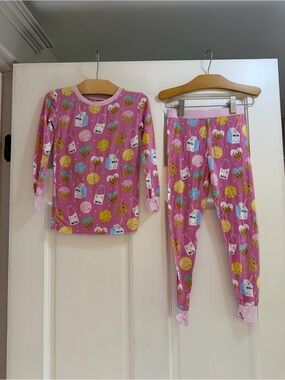 Little Sleepies Pink Cookie, Donut & Milk Cartoon Pajama Set